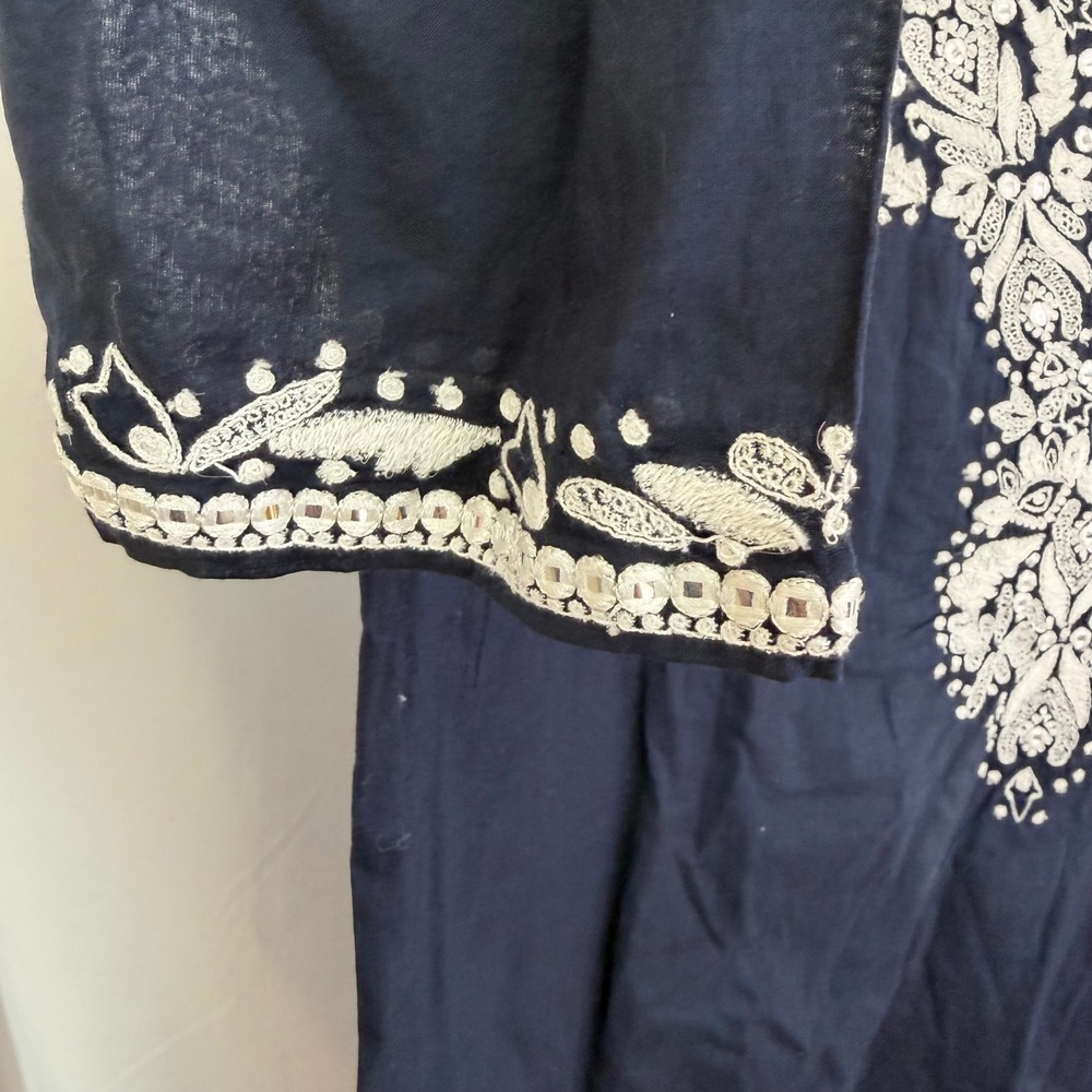 Karen Kane Embroidered‎ Tunic Top Navy Blue 2X NWT Luxury Boho Chic $158 - Picture 3 of 10